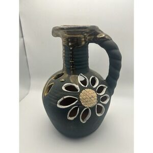 Unique Wall Hanging Pottery Pitcher Decanter Flower Handmade Art